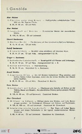 I: Gemälde (Nr. 1-80)