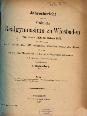 Jahresbericht über das Schuljahr .... 1876/77