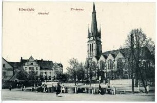 Weinböhla. Kirchplatz und Gasthof