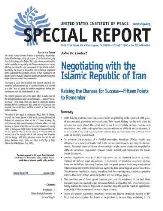Negotiating with the Islamic republic of Iran : raising the chances for success ; fifteen points to remember