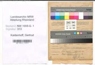 Entnazifizierung Gertrud Kaldenhoff , geb. 10.11.1879 (Landwirtin)
