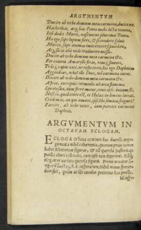 Argumentum In Octavam Eclogam.