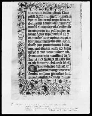 Lateinisches Gebetbuch aus Kloster Baumburg — Initiale Q und Dreiviertelbordüre