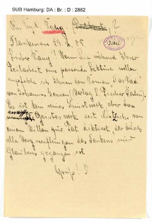 Brief an Florens Christian Rang