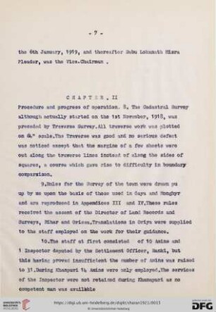 Chapter II, Procedure and progress of operation