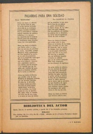 Palabras para una soledad : Para "Máscara"