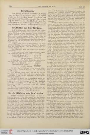 Briefkasten der Schriftleitung