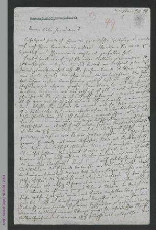 Brief von Louise Otto-Peters an eine Freundin