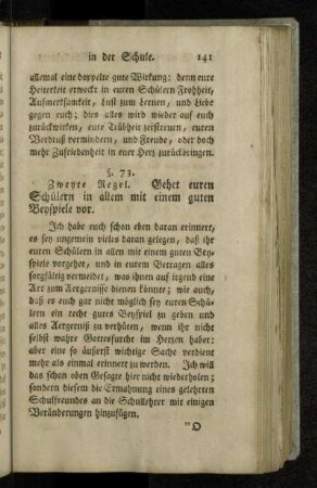 Zweyte Regel. Gehet euren Schülern in allem mit einem guten Beyspiele vor.