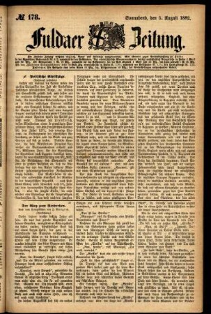 Ausgabe vom Samstag, den 05. August 1882.