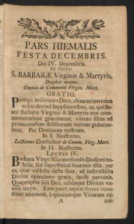 Pars Hiemalis Festa Decembris.