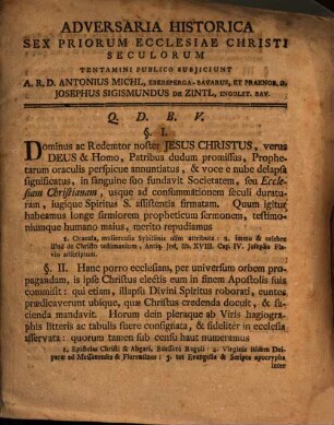 Adversaria historica sex priorum ecclesiae Christi seculorum