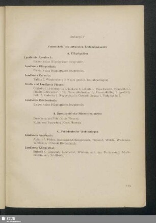 Anhang IV. Verzeichnis der ortsfesten Bodendenkmäler