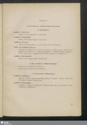 Anhang IV. Verzeichnis der ortsfesten Bodendenkmäler