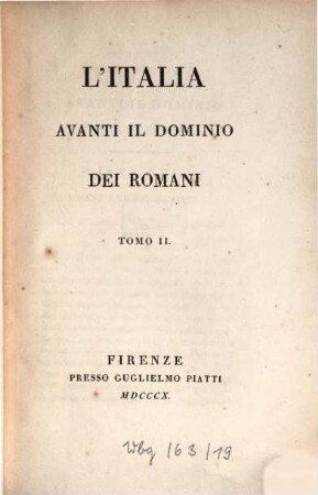 L' Italia avanti il dominio dei Romani, 2