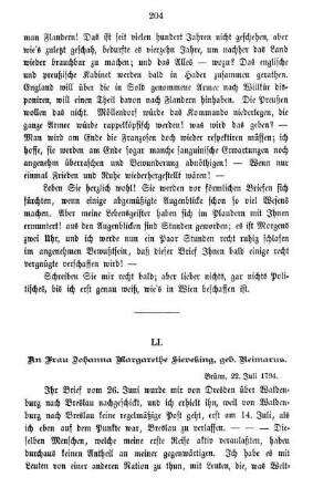 LI. An Frau Johanna Margarethe Sieveking, geb. Reimarus.