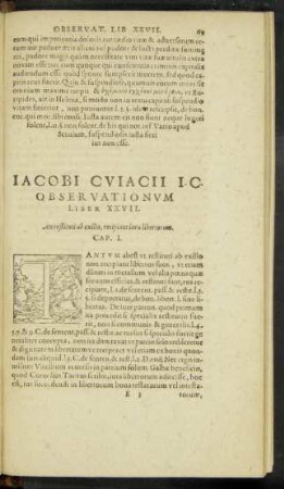 Iacobi Cuiacii I. C. Observationum Liber XXVII.