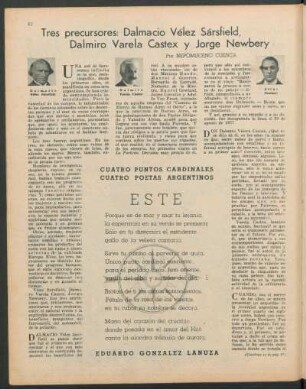 Cuatro puntos cardinales, cuatro poetas argentinos - Este