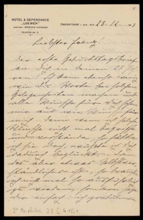 Brief von Adele Rosenzweig und Edith Rosenzweig an Franz Rosenzweig
