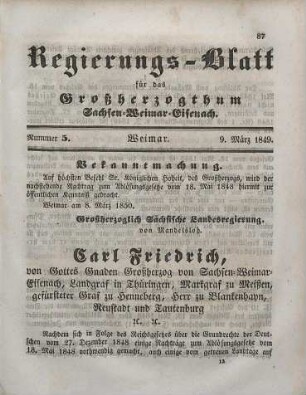 Nr. 5 : 9. März 1850