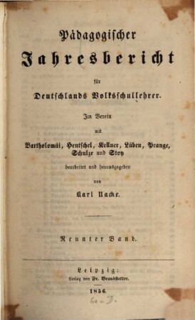 Pädagogischer Jahresbericht : von .... 9, 9. 1856