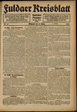 Ausgabe vom Mittwoch, den 19. März 1919.
