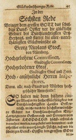 Jn der Sechsten Rede Bringet dem grossen Gott das schuldige Danck-Opffer ...