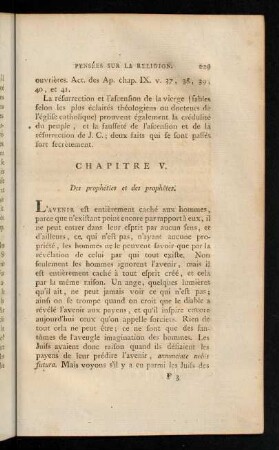 229-241, Chapitre V. Des prohéties et des prophêtes.
