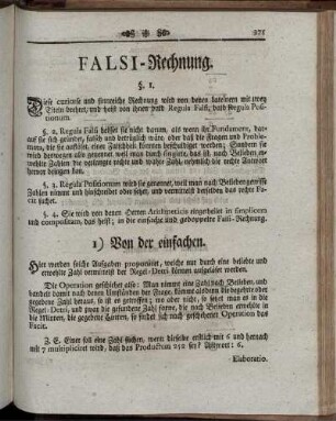 Falsi- Rechnung.