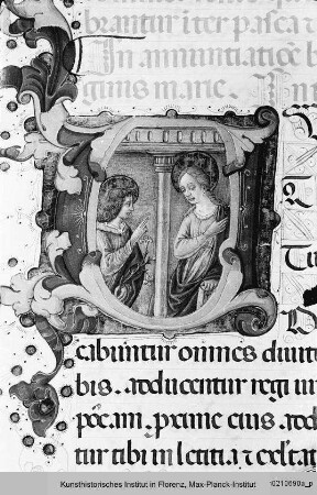 Missale Romanum : Buchseite mit historisierter Initiale V: Verkündigung