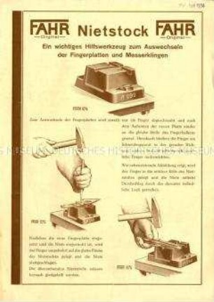 Nietstock für Grasmäher-Messerklingen