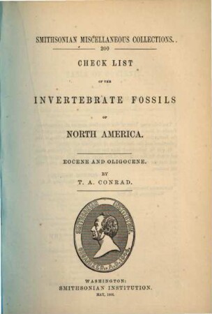 Check list of the invertebrate fossils of North America : eocene and oligocene