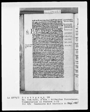Gilbertus Porretanus, Commentarius in Psalmos 1-75 — Initiale B, Folio 43verso
