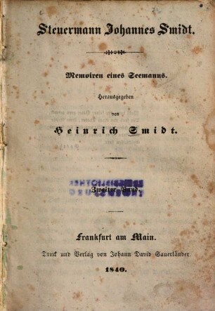 Steuermann Johannes Smidt : Memoiren eines Seemanns, 2