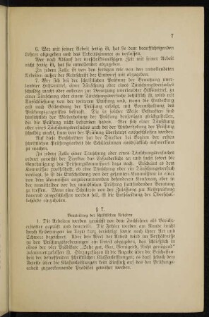 §7. Beurteilung der schriftlichen Arbeiten.