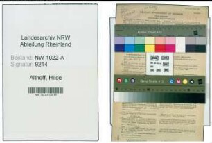 Entnazifizierung Hilde Althoff , geb. 04.05.1916 (Postassistentin)
