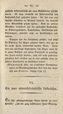 VI. Ein paar naturphilosophische Leckerbissen