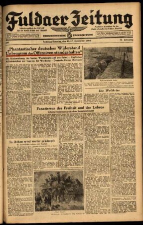Ausgabe vom Samstag, den 16. Dezember 1944.