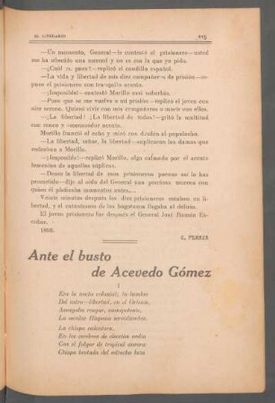 Ante el busto de Acevedo Gómez