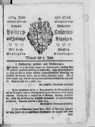 23tes Stück., Ausgabe vom 8. Juni 1774