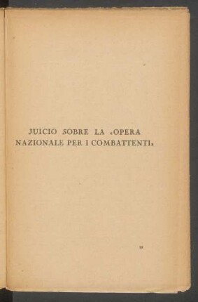 Juicio sobre la "Opera nazionale per i combattenti"