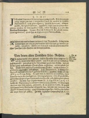 I. Von denen alten Teutschen Lehn-Rechten