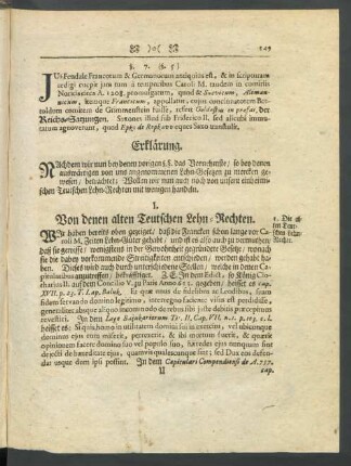 I. Von denen alten Teutschen Lehn-Rechten