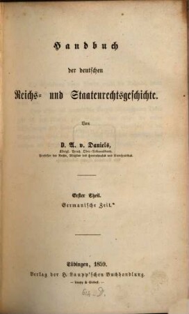 Handbuch der deutschen Reichs- und Staatenrechtsgeschichte, 1. Germanische Zeit