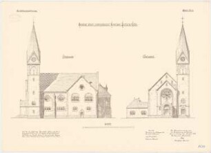 Evangelische Garnisonskirche, Celle: Aufriss Südansicht, Westansicht 1:100
