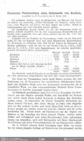 Chemische Untersuchung eines Steinmarks von Rochlitz