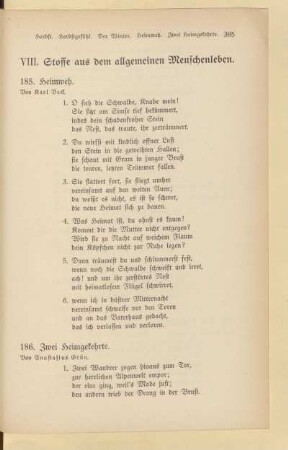 VIII. Stoffe aus dem allgemeinen Menschenleben