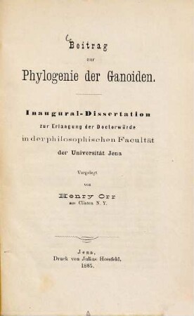 Beitrag zur Phylogenie der Ganoiden