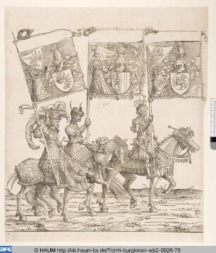 Ritter mit den Bannern der österreichischen Erblande Lieben, Acht Gericht und Reineck