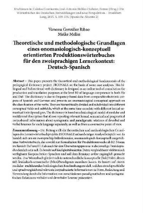Theoretische und methodologische Grundlagen eines onomasiologisch-konzeptuell orientierten Produktionswörterbuches für den zweisprachigen Lernerkontext: Deutsch-Spanisch